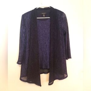 EUC Purple Metallic Shimmer Mauck 2 Piece Elegant Top With Cover